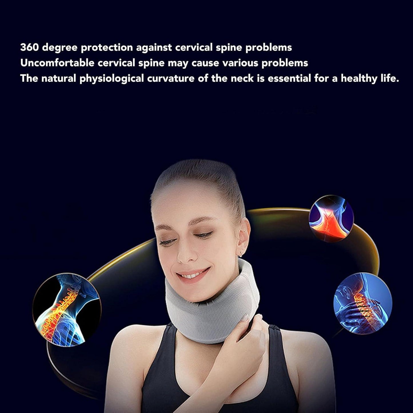 Adjustable Foam Neck Support for Pain Relief, Soft Comfort, Travel, Spine Health