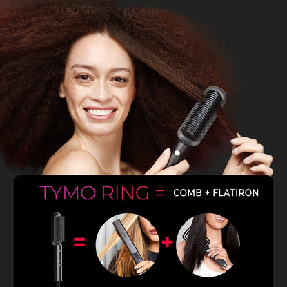 TYMO Ring 5-Temp Hair Straightener Brush with Fast Heating