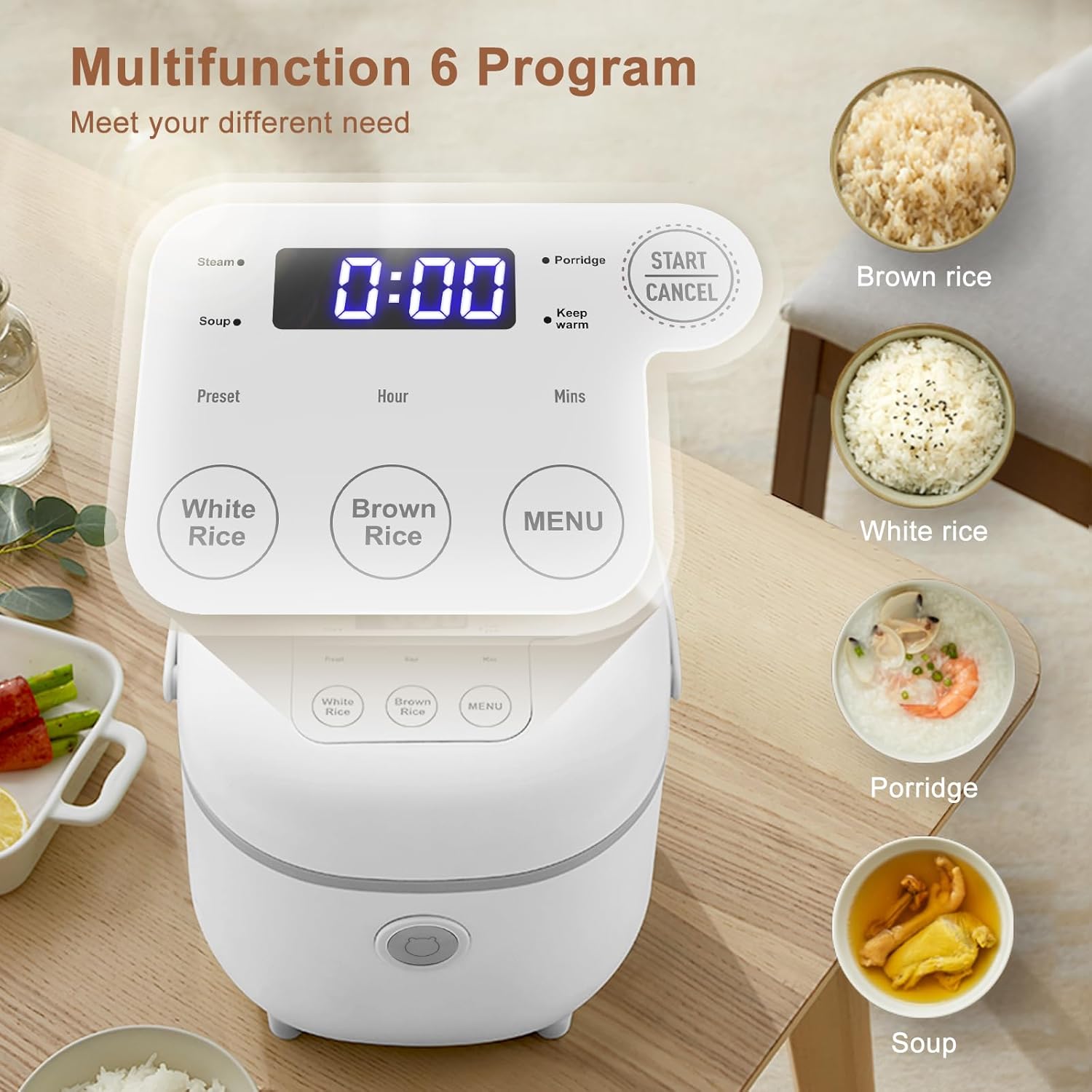 Bear 6-in-1 Compact Multi-Cooker: Perfect Rice, Porridge, Soup, and Steaming