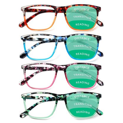 COJWIS 4 Pack of Progressive Multifocal Reading Glasses for Women and Men, Anti-Blue Light Reading Glasses