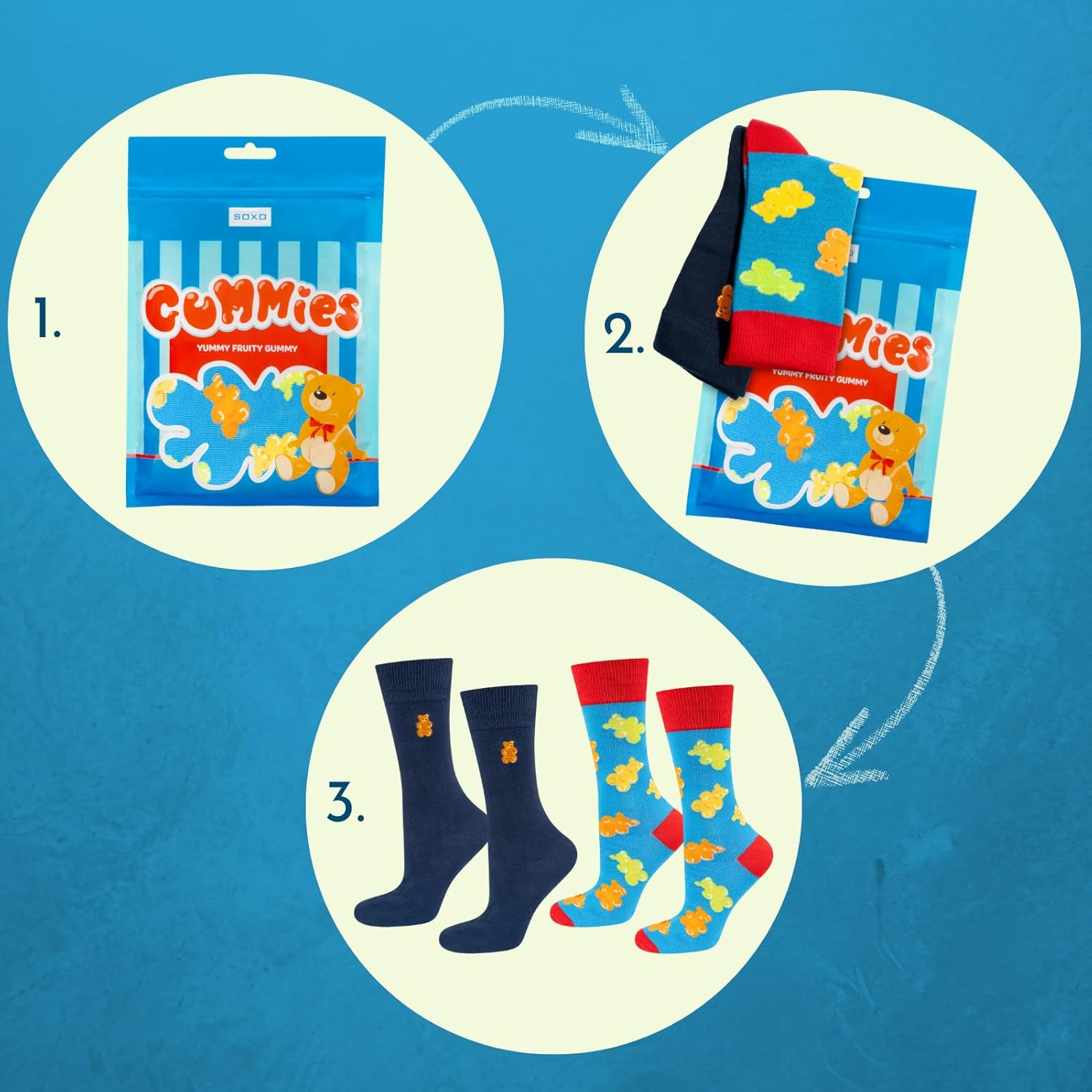 Soxo Candy Socks Fun Colorful Unisex Cotton Sock Set