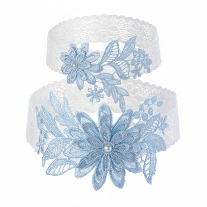 Florry Wedding Garter Blue Lace Bride Set 2PCS
