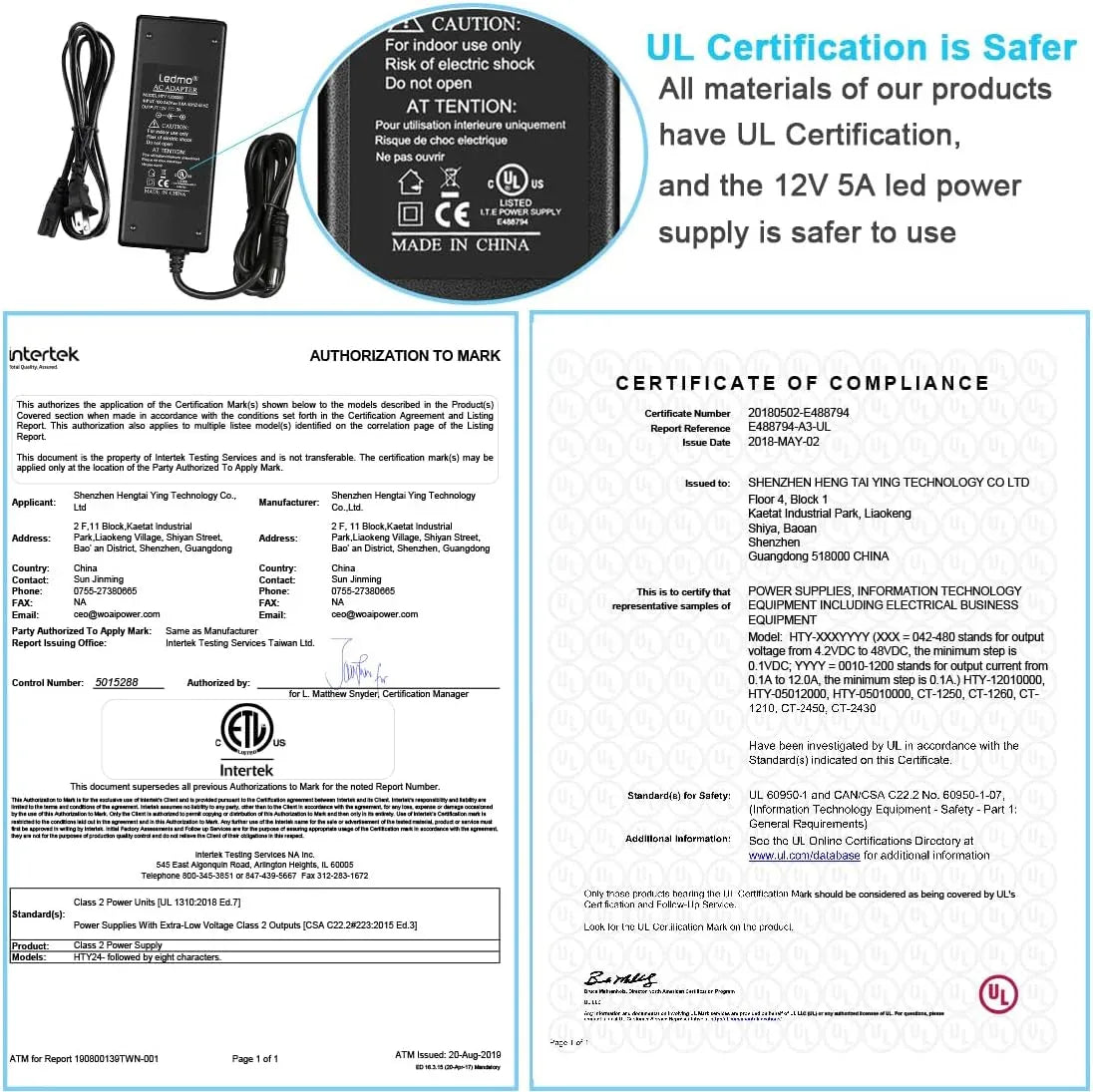 LEDMO 12V 5A 60W Power Supply Adapter for LED Strips - Gomix Brands Outlet