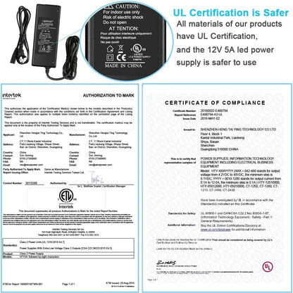 LEDMO 12V 5A 60W Power Supply Adapter for LED Strips - Gomix Brands Outlet