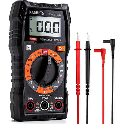 KAIWEETS Digital Multimeter with Case: Accurate AC/DC Voltmeter, Ohm, Amp Tester