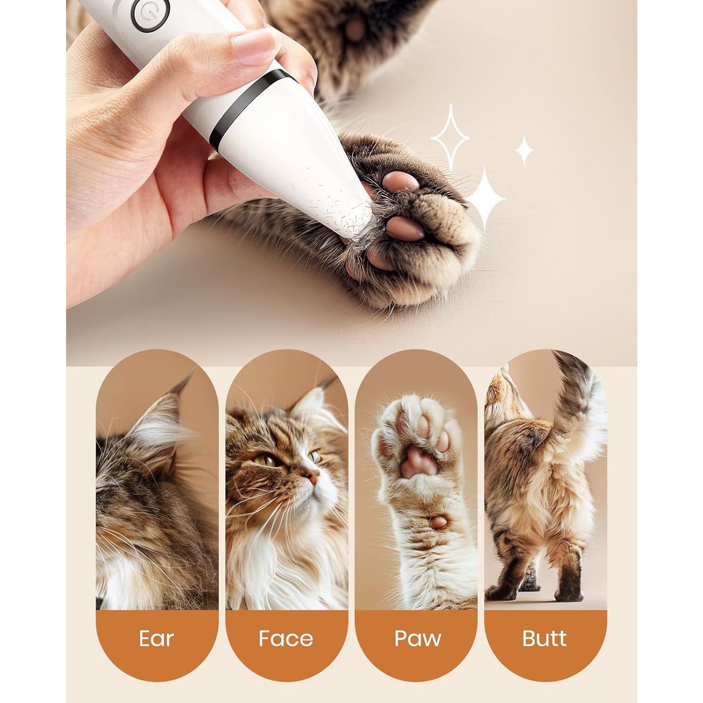 oneisall 3-in-1 Low-Noise Cordless Cat Grooming Clippers Kit