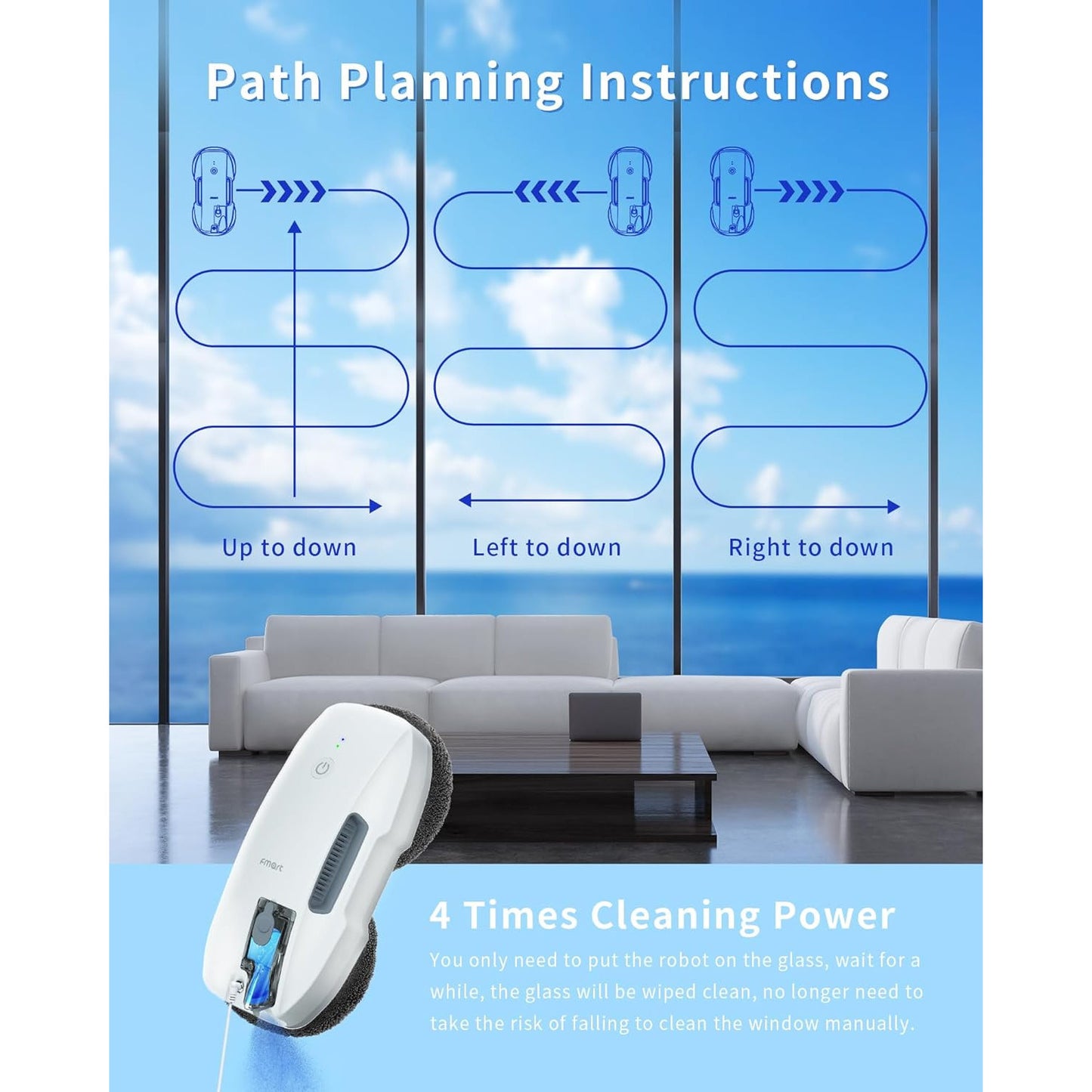 FMART T9Pro Intelligent Window Cleaning Robot with Ultrasonic Spray