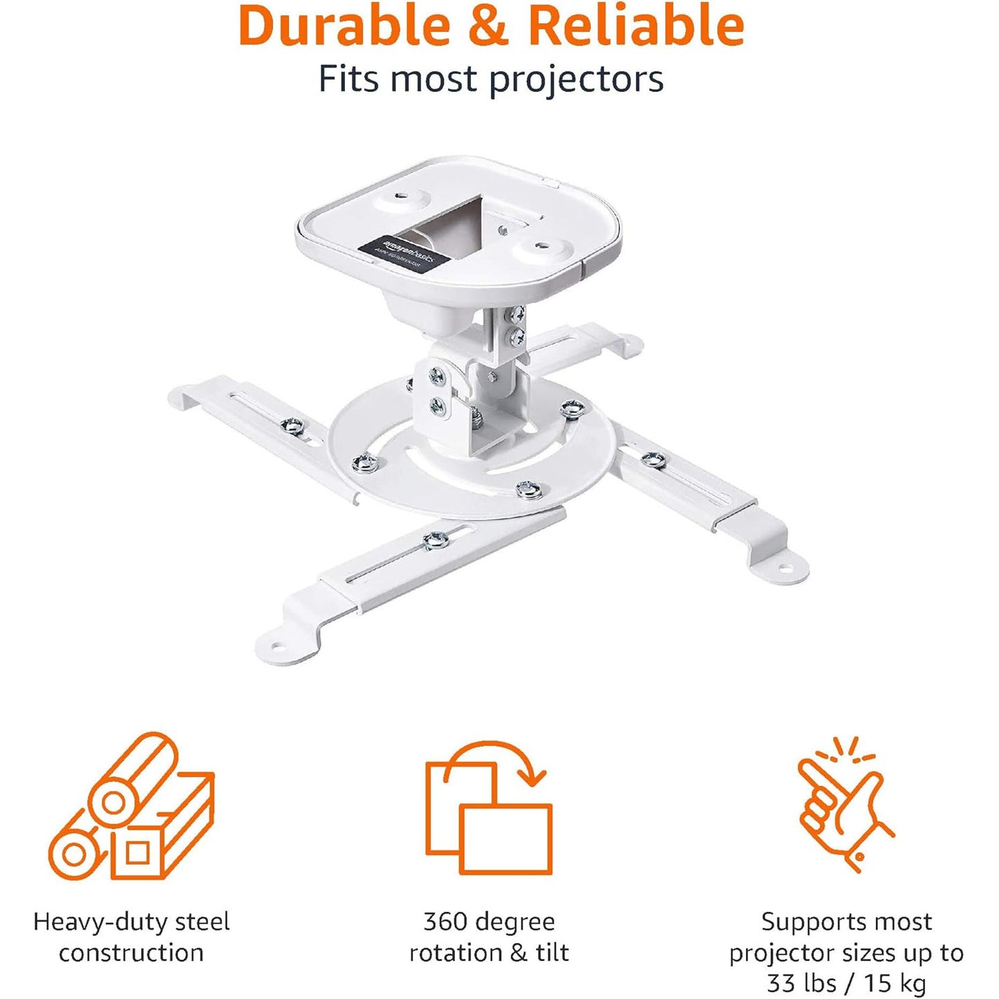 Amazon Basics Tilting Projector Mount – Heavy‑Duty 15 kg Capacity