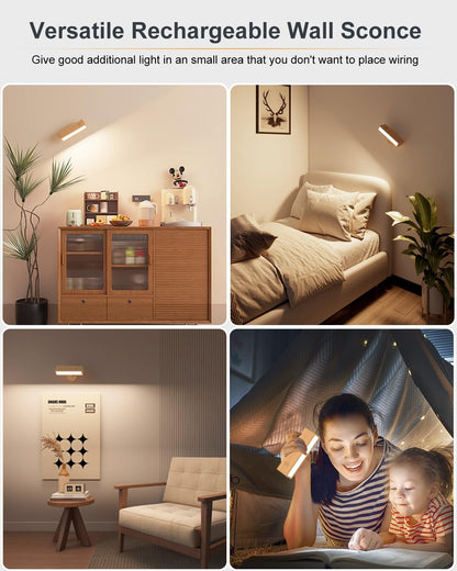 Rechargeable Cordless LED Wall Sconce with Touch Control 2 Pack