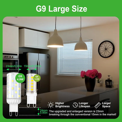 GY G9 LED Bulb 4.9W 3000K Warm White 908 Lumens Non-Dimmable 10-Pack