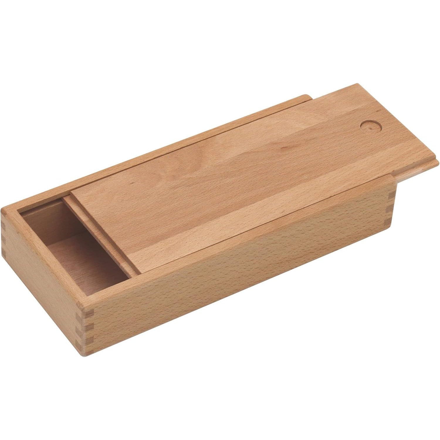 Premium Beech Wood Pencil Box with Magnetic Sliding Lid