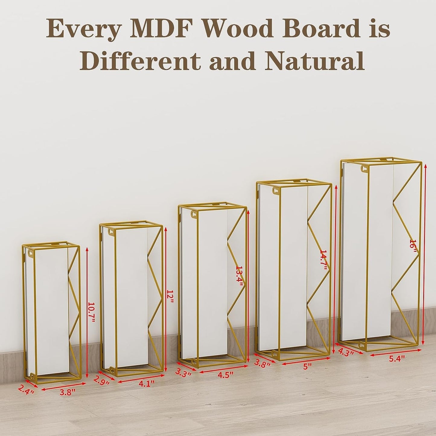 Gold Floating Shelves Wall Mounted Set of 5, Hanging Storage Floating Shelf for Bathroom, Kitchen, Bedroom, Living Room (Gold)