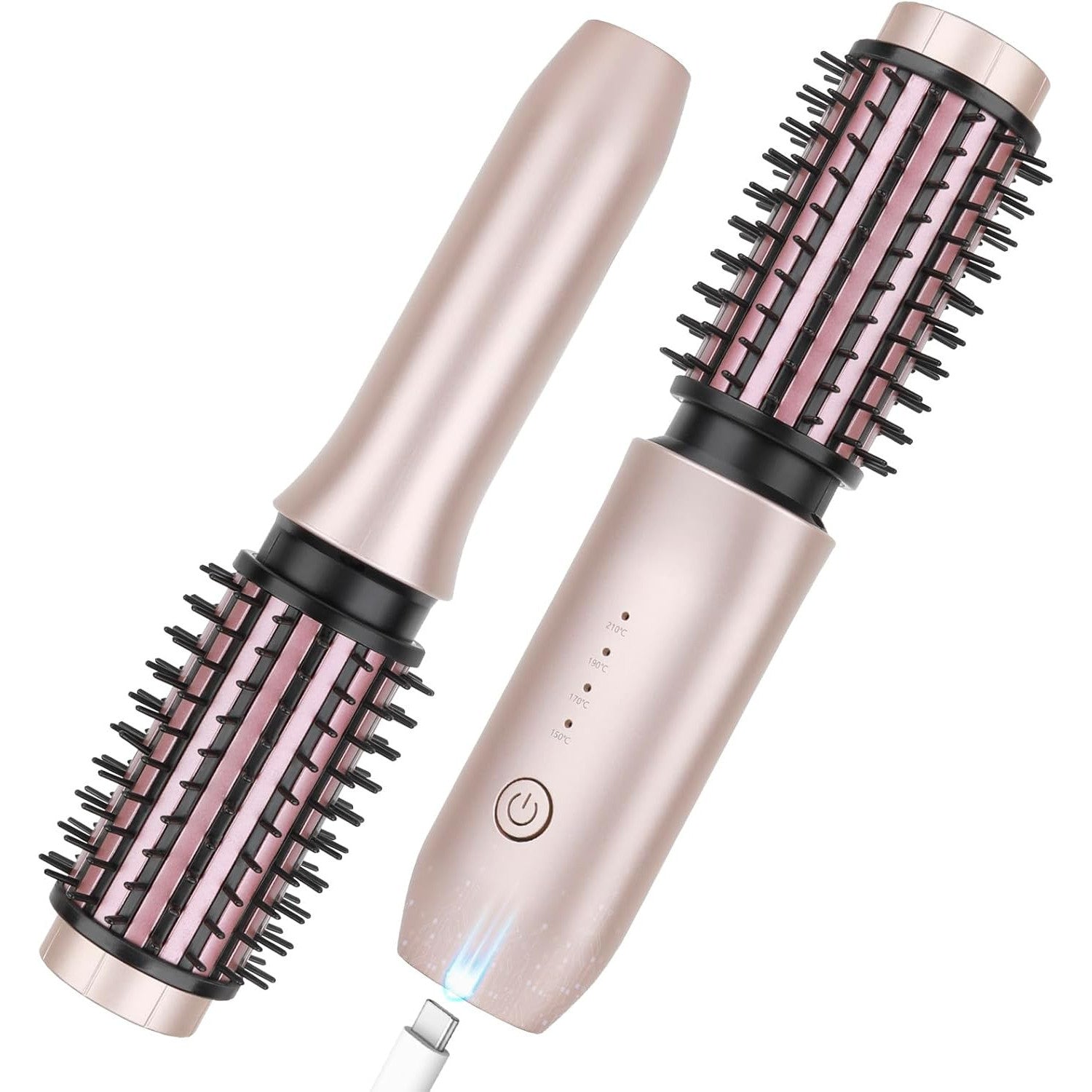 iTayga Cordless Portable Curling Iron Brush with 7000mAh Battery, Pink