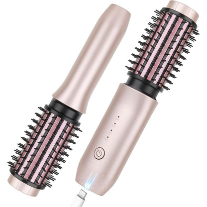 iTayga Cordless Portable Curling Iron Brush with 7000mAh Battery, Pink