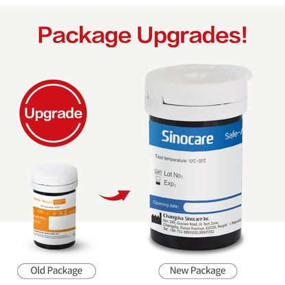 Sinocare Safe Accu2 Blood Sugar Test Strips – 50 Strips + 50 Lancets – Precise Glucose Monitoring