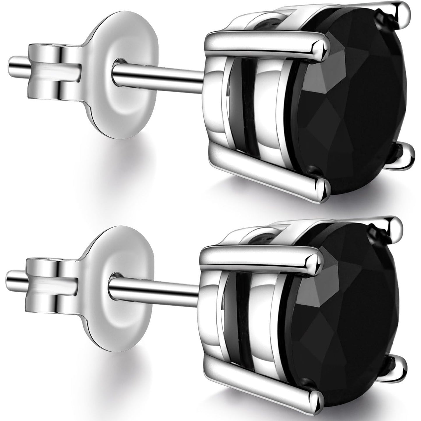 Sparkling CZ Diamond Stud Earrings for Women and Men, Sterling Silver