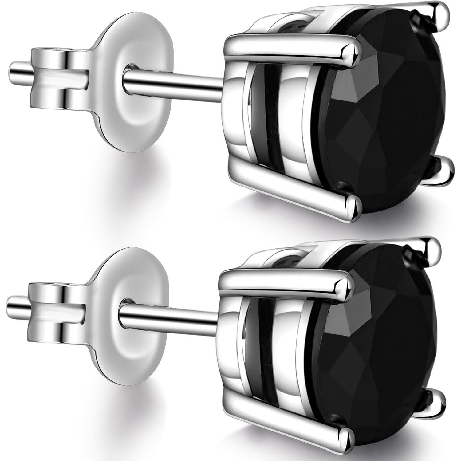 Sparkling CZ Diamond Stud Earrings for Women and Men, Sterling Silver