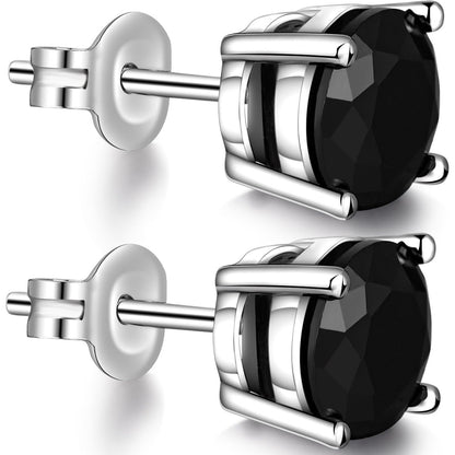 Sparkling CZ Diamond Stud Earrings for Women and Men, Sterling Silver