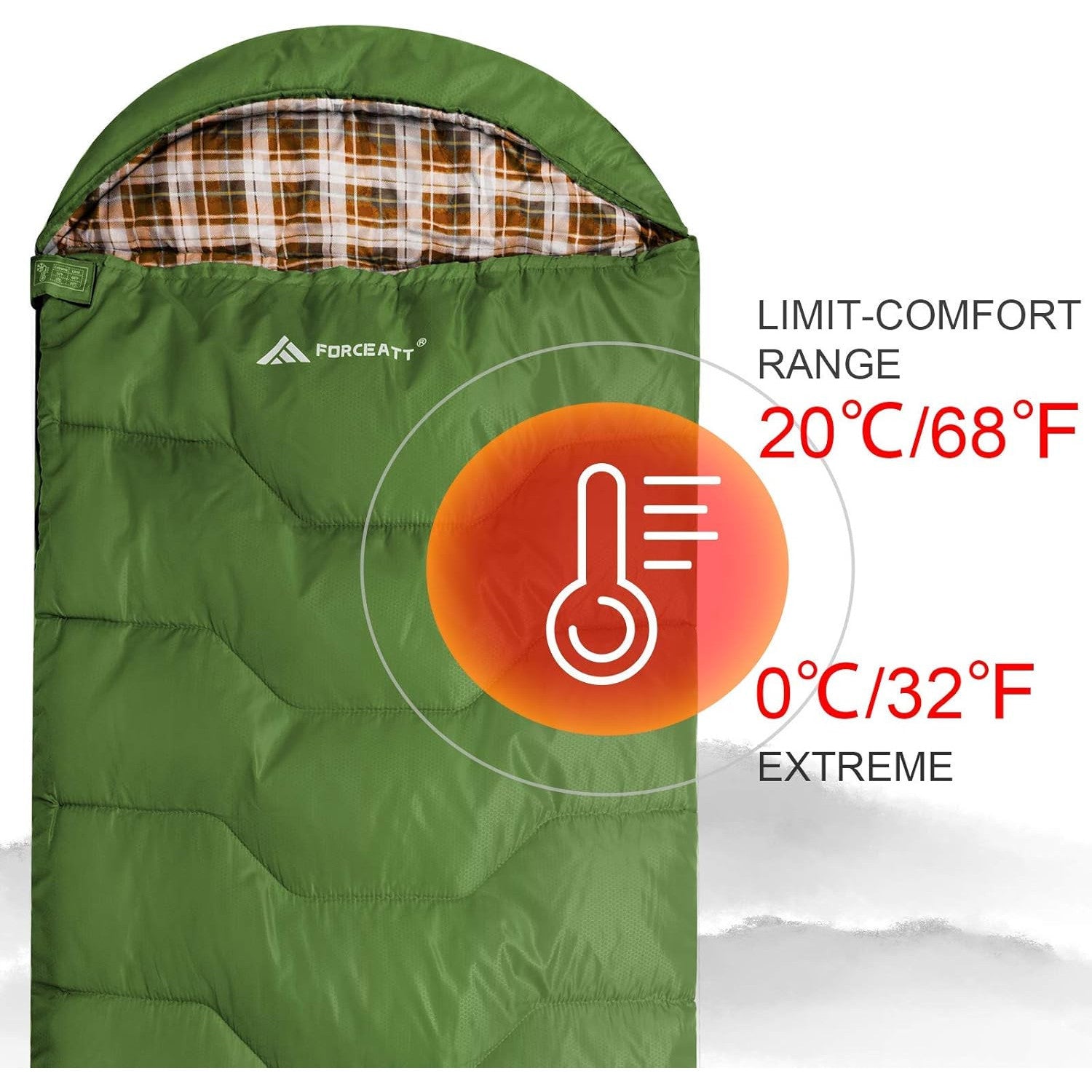 Forceatt Dark Green 4-Season Sleeping Bag
