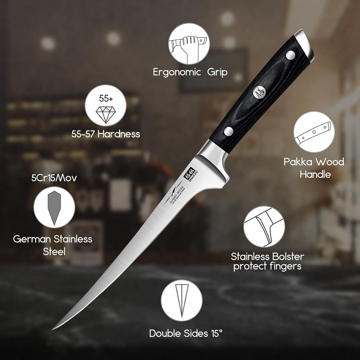 SHAN ZU Fish Filleting Knife 18cm