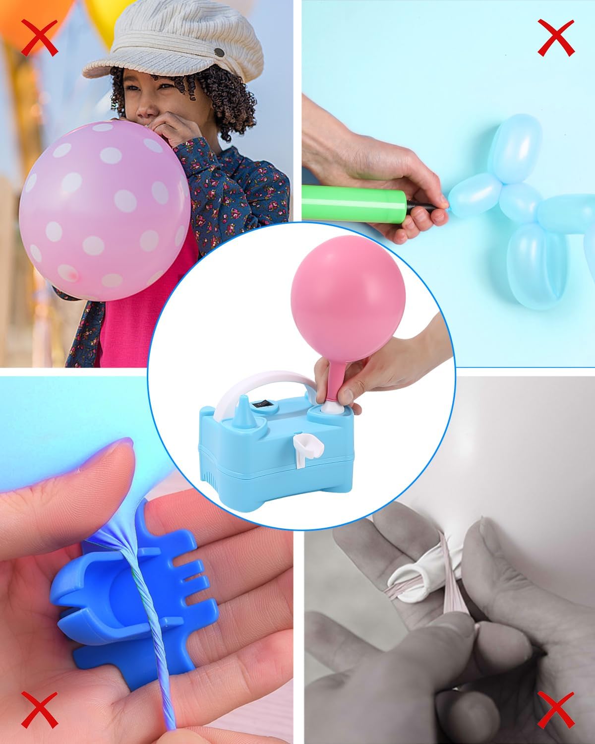 PERMUST Electric Balloon Pump 400W Portable Air Inflator for Parties Blue