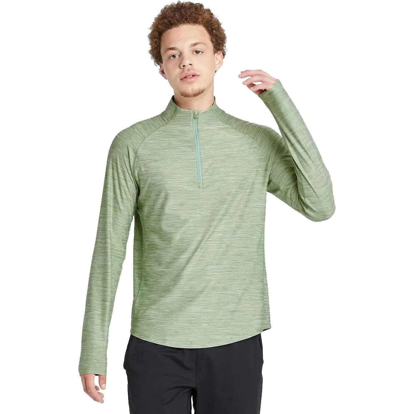 All in Motion Men's Quarter Zip Pullover Light Green Small