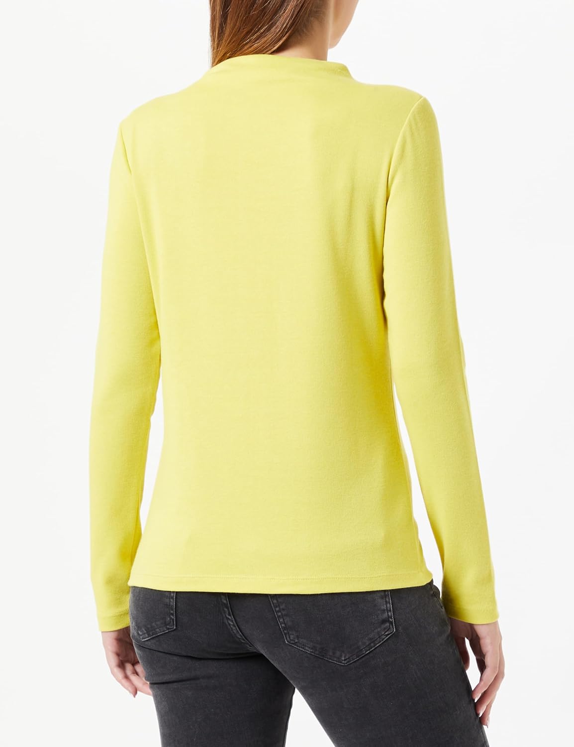 s.Oliver Women's Comfortable Yellow Long‑Sleeve Cotton T‑Shirt Fit