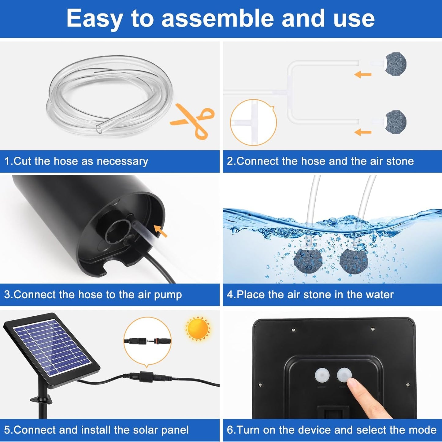 Fapiere BSV-AP015 Solar Pond Aerator 2200 mAh Battery 3 Operating Modes
