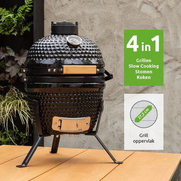 BluMill Ceramic Kamado Barbecue with Lid, Ventilation, Thermometer