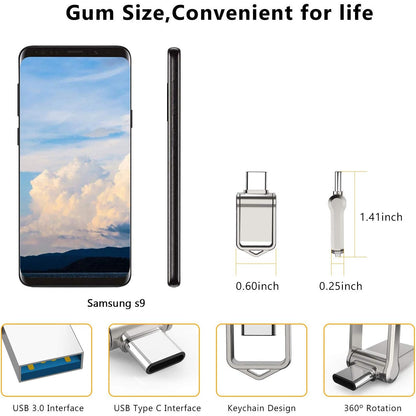 KOOTION 128GB Waterproof USB‑C Flash Drive with Keyring for Android