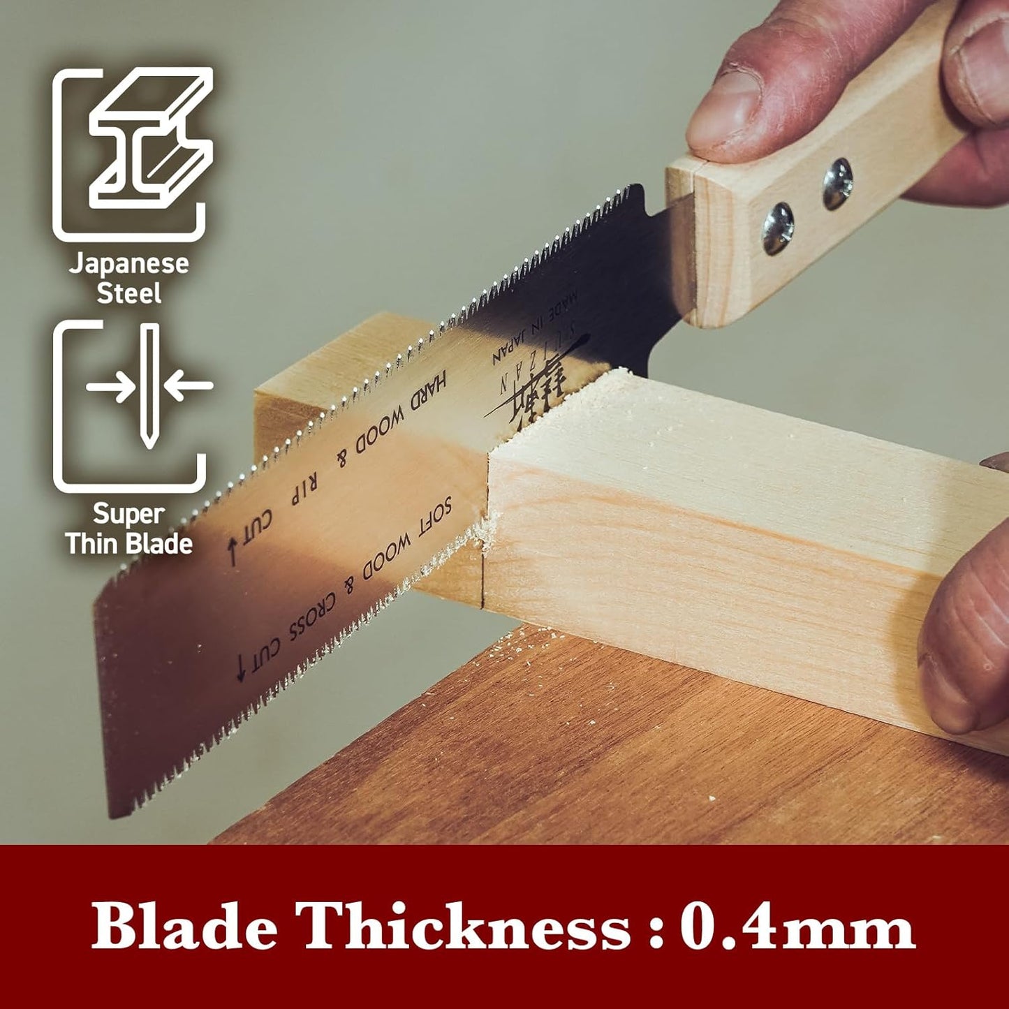 SUIZAN 6" Ryoba Double-Edge Japanese Pull Saw for Precise Woodworking