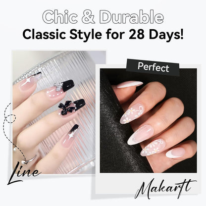 Makartt Pro Gel Nail Liner Set: White & Black, Precision Brush