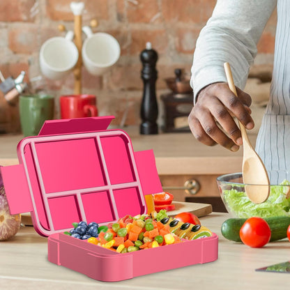 Laspi Pink 1300ml Bento Lunch Box with Cutlery, 3 Compartments