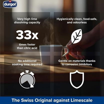 Durgol Swiss Espresso Descaler – 2×125 ml Powerful Limescale Cleaner for Machines