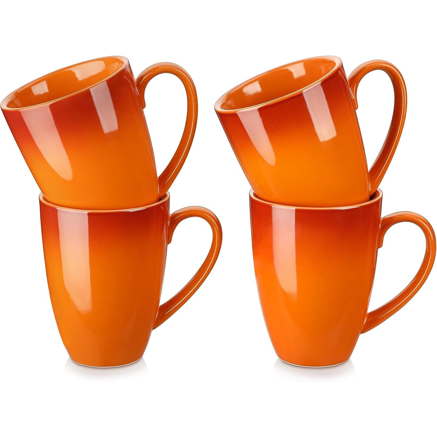 LOVECASA 4-Piece 550ml Orange Porcelain Mug Set – Large Capacity, Microwave & Dishwasher Safe