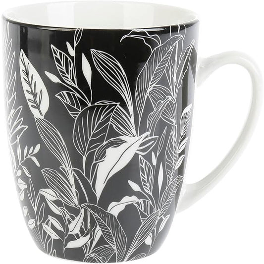 GENEVIEVE LETHU 538771 Porcelain Mug 34cl White-Black Vegetable Sketch Design