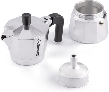 Zanetti Mama Aluminium Espresso Maker – 1‑Cup Moka Pot with Anti‑Drip