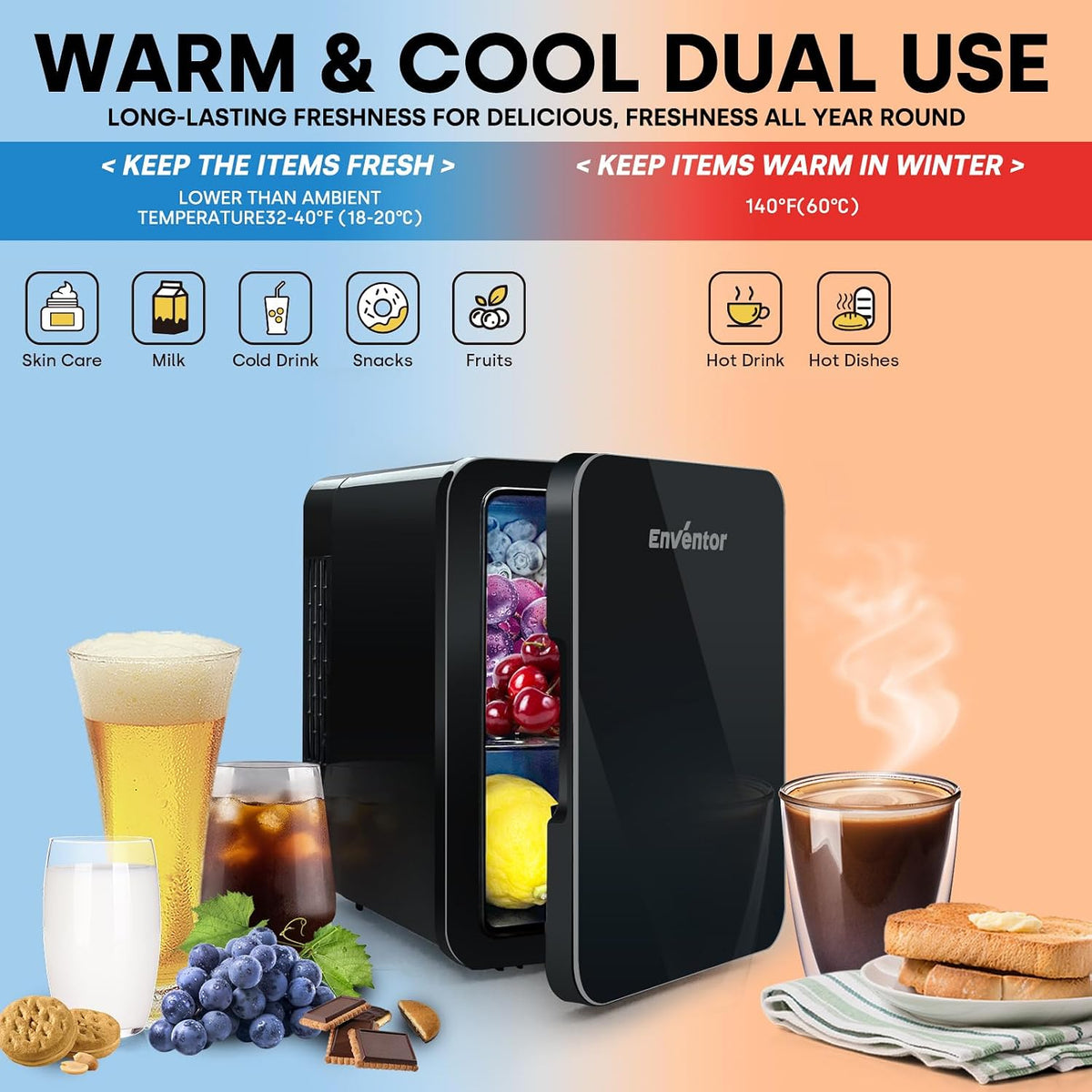Enventor TJ04 4L Mini Fridge Cooler Warmer