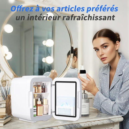 YASHE Portable Mini Skincare Fridge with LED Mirror 4L