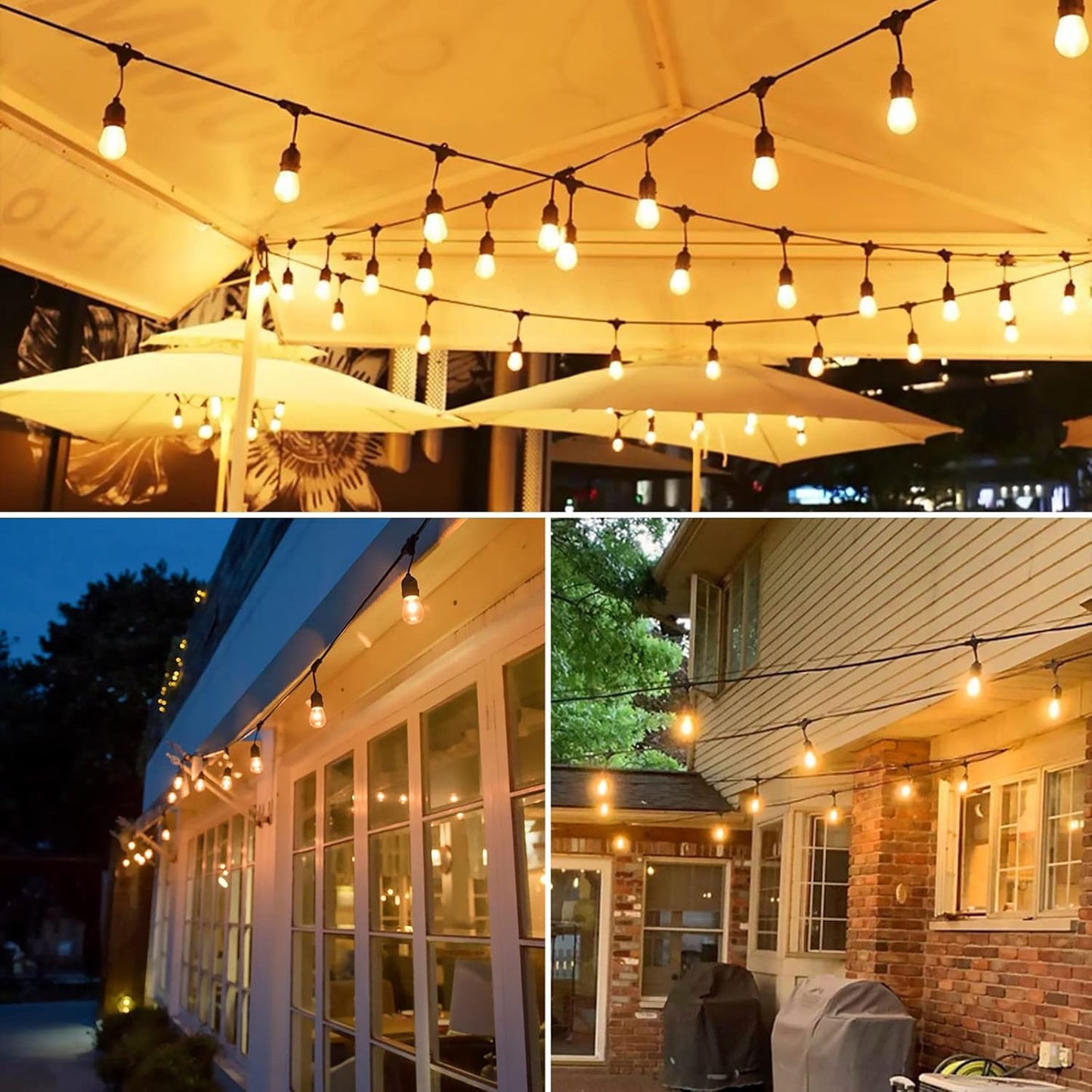 LangPlus+ 49FT Heavy Duty Waterproof Outdoor LED String Lights