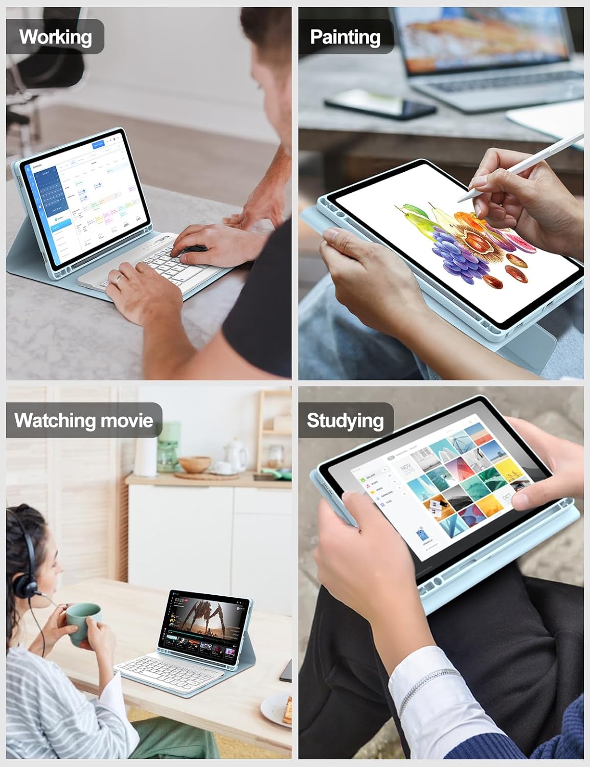 Blue Detachable Bluetooth Keyboard Case for Samsung Galaxy Tab A9