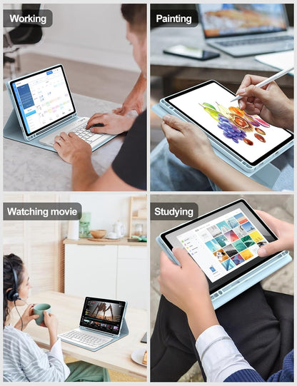 Blue Detachable Bluetooth Keyboard Case for Samsung Galaxy Tab A9