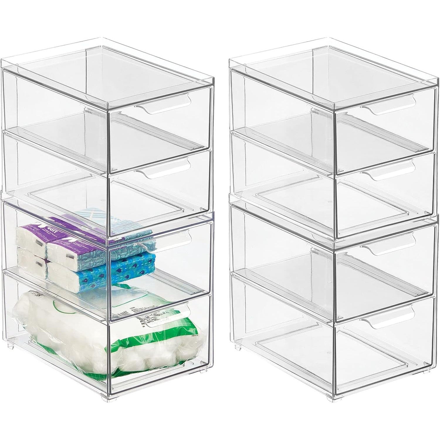 mDesign Lumiere Collection Stackable Storage Containers 4 Pack Clear