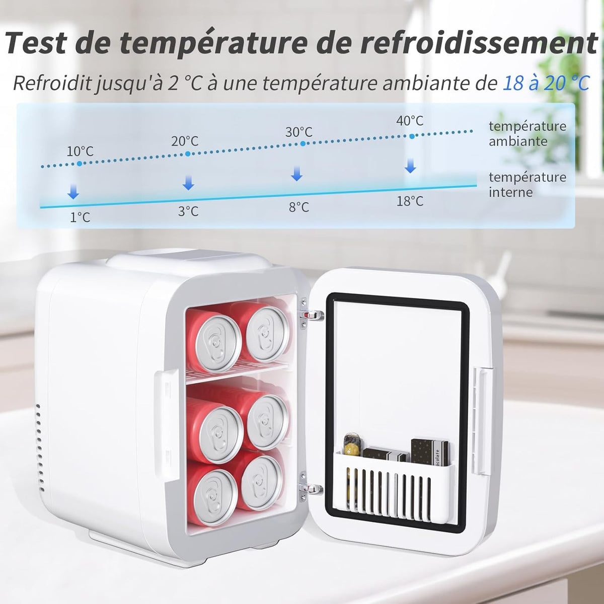 YASHE Portable Mini Skincare Fridge with LED Mirror 4L