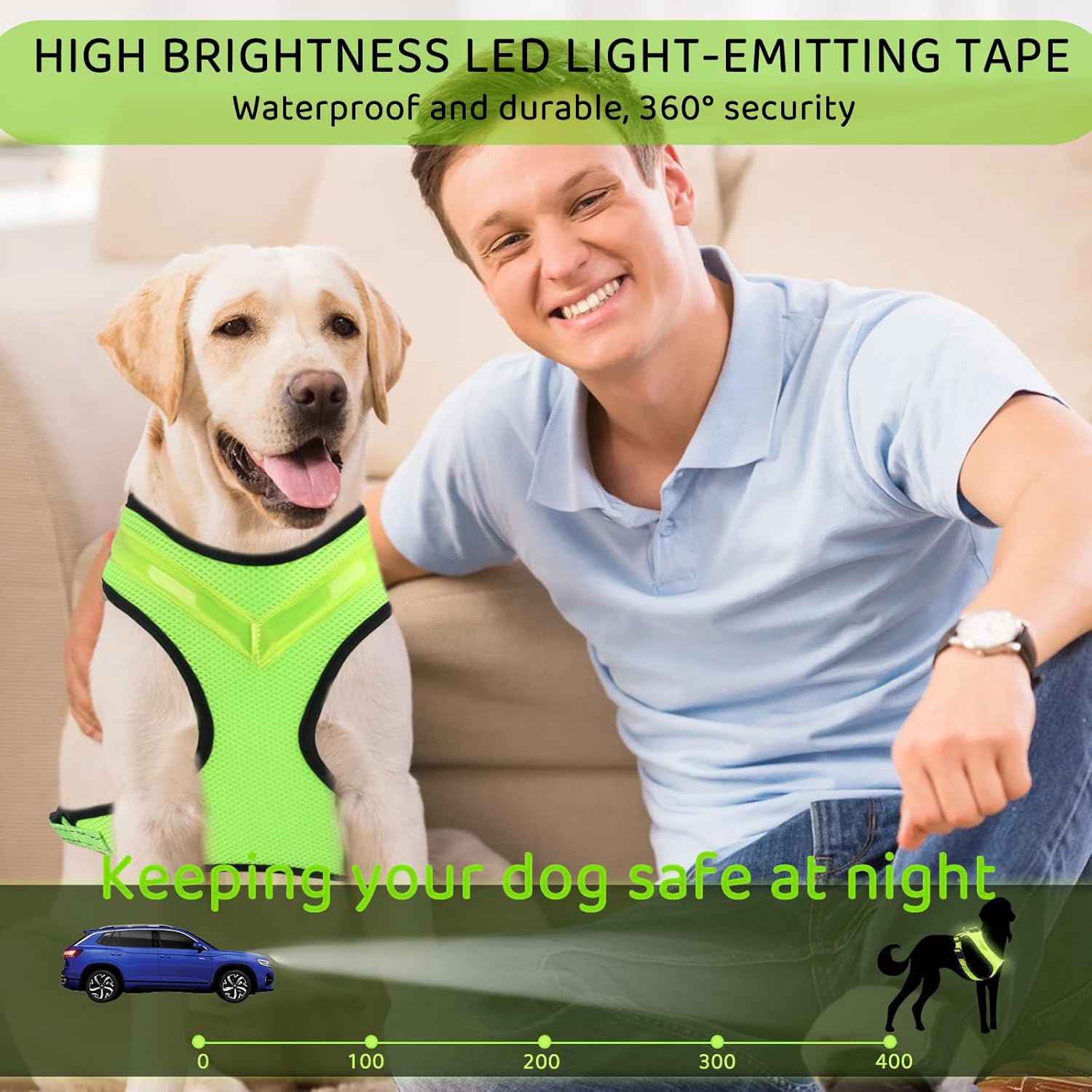 Fancysky Luminous Rechargeable LED Dog Harness for Enhanced Night Safety