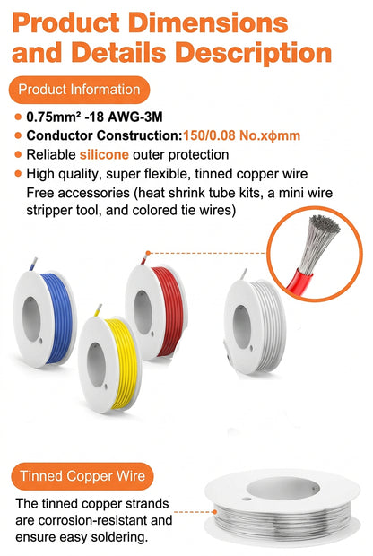 SCHDRA Silicone Electrical Wire Cable Set 6 Colours
