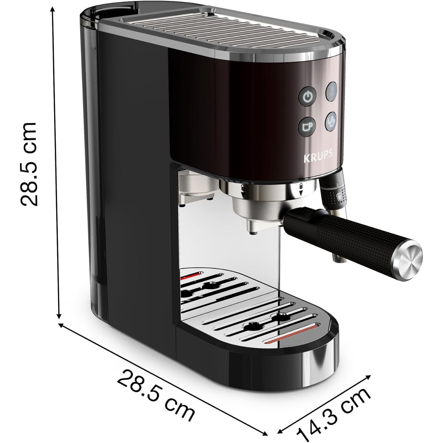 Krups Virtuoso Pump Espresso Machine with Auto Flow‑Stop, Black