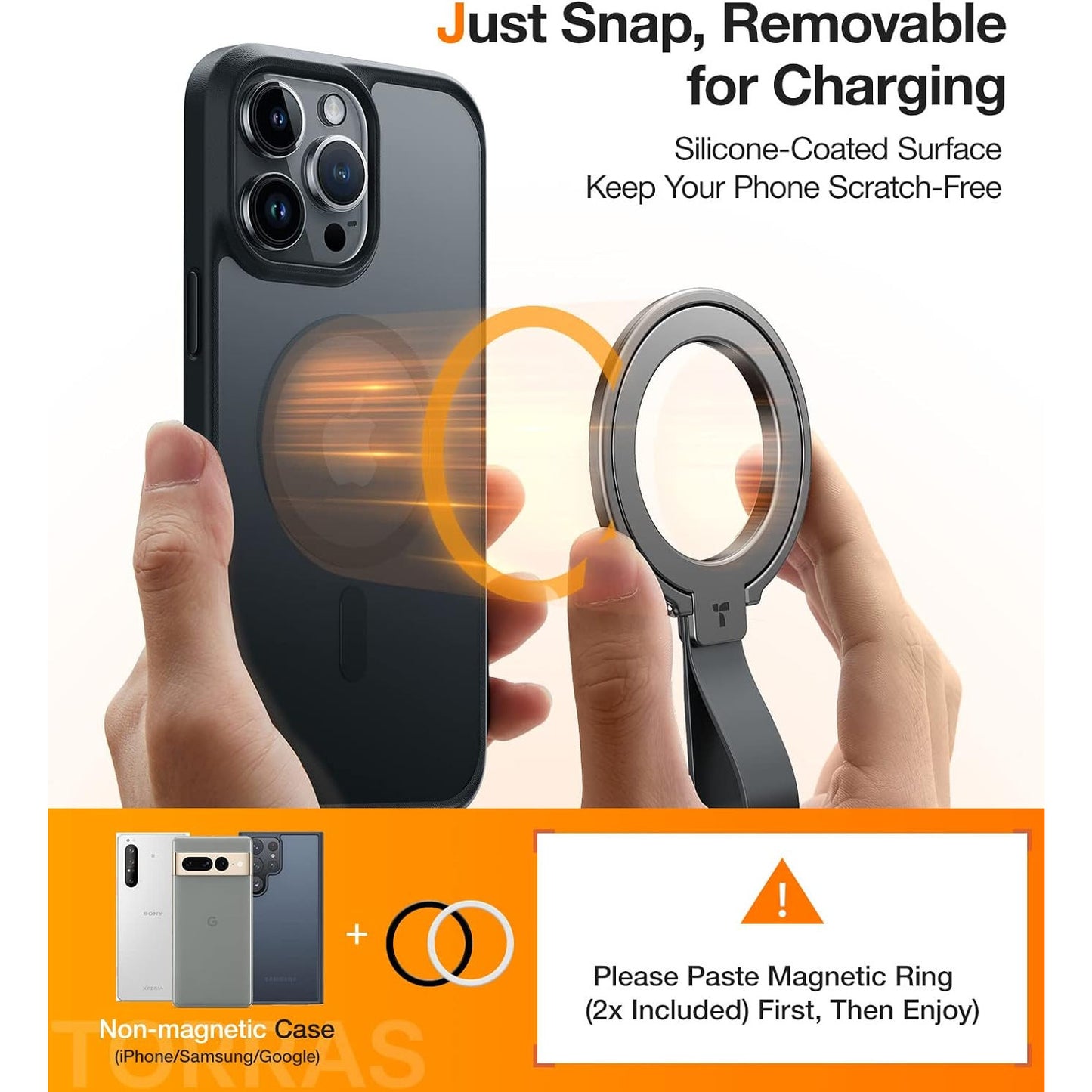 TORRAS 2025 Upgrade Magnetic Phone Grip Kickstand with Braided Strap