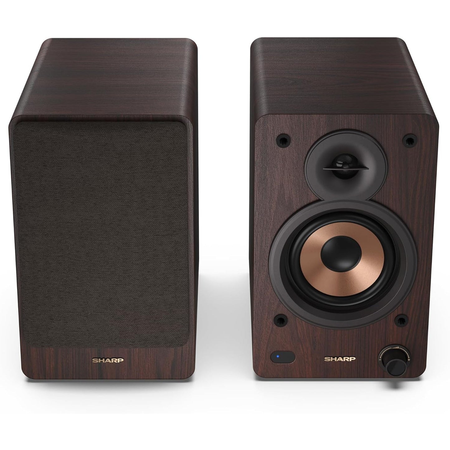 Sharp CP-SS30 Brown 60W RMS 2‑Way Active Bookshelf Speakers