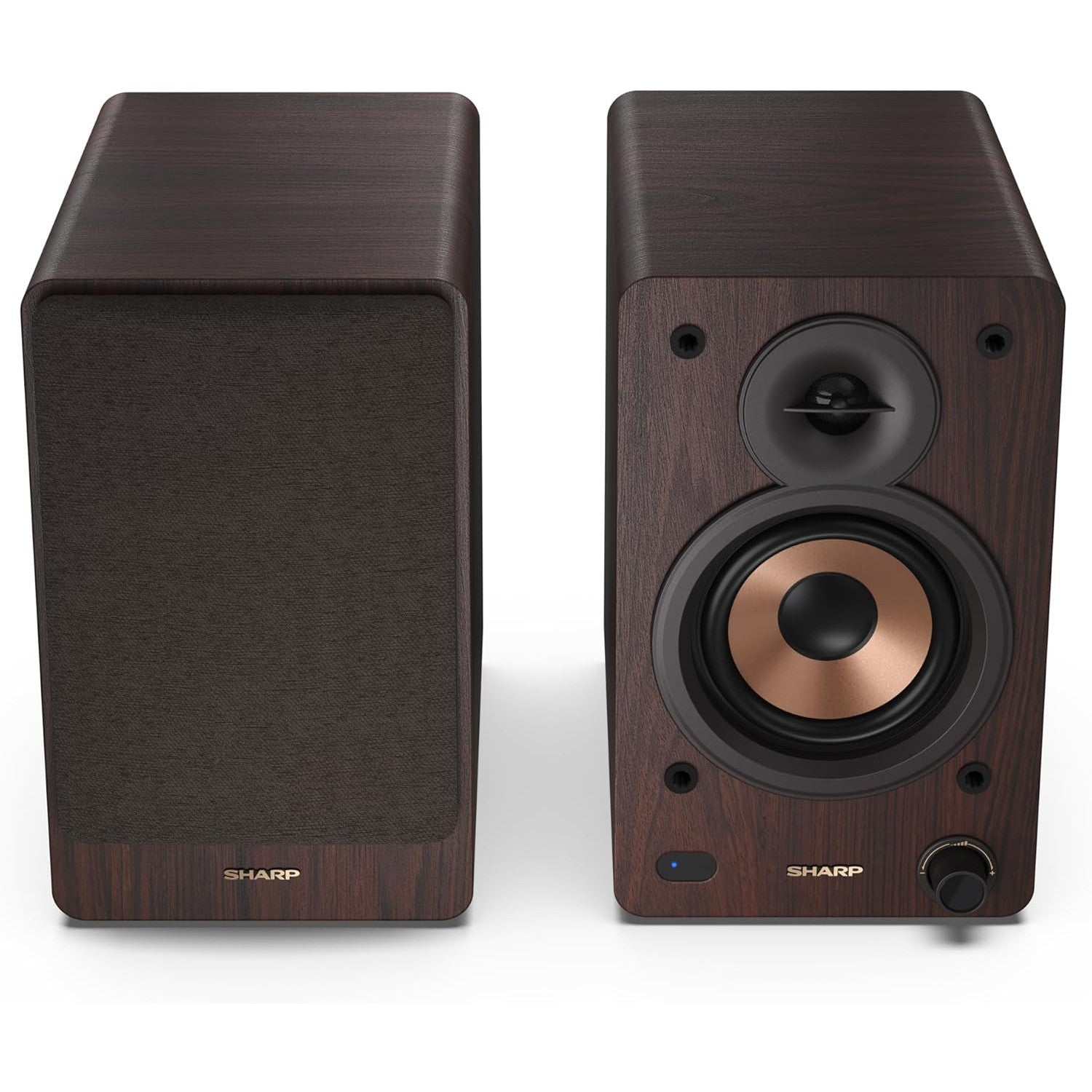 Sharp CP-SS30 Brown 60W RMS 2‑Way Active Bookshelf Speakers